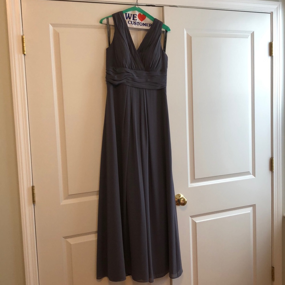 Bill Levkoff pewter bridesmaid dress
